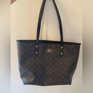 Coach Signature Brown and Black Tote